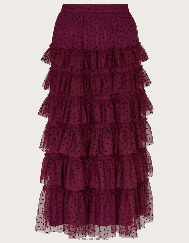 Monsoon della taškuotas pakopinis sijonas moterys raudona (uogų) apranga DPXBJ148