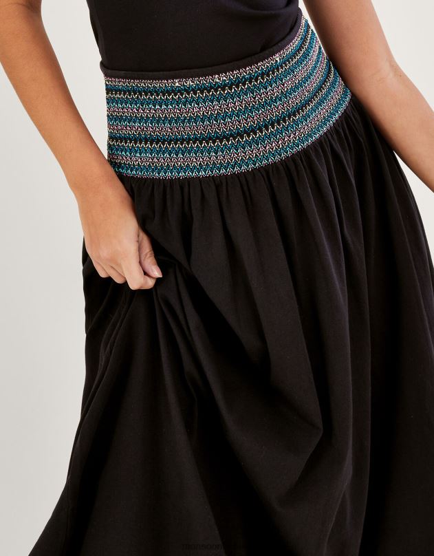 Monsoon megztinis sijonas su juosmeniu moterys juodas apranga DPXBJ818