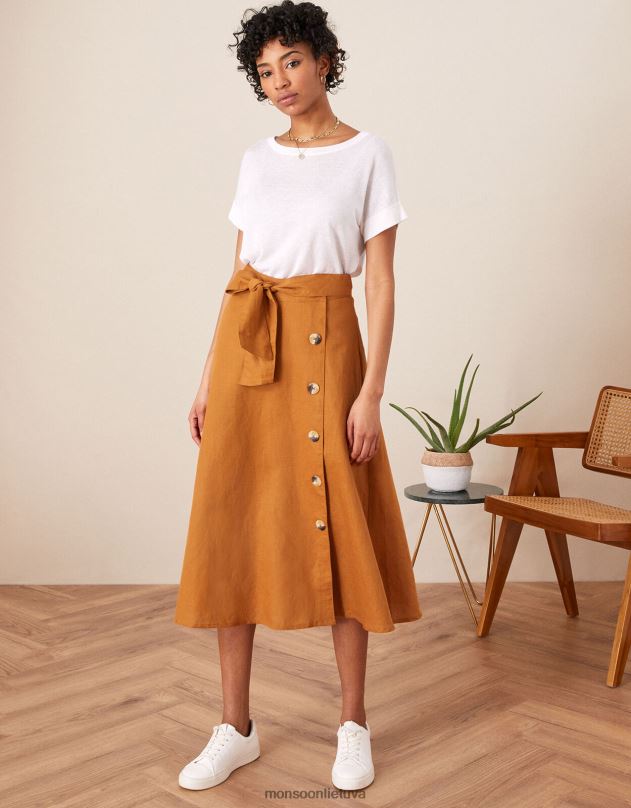 Monsoon midi sijonas moterys kupranugaris (karamelė) apranga DPXBJ1132