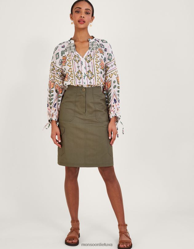 Monsoon paprastas ūdomis krovininis sijonas moterys žalia (chaki) apranga DPXBJ998