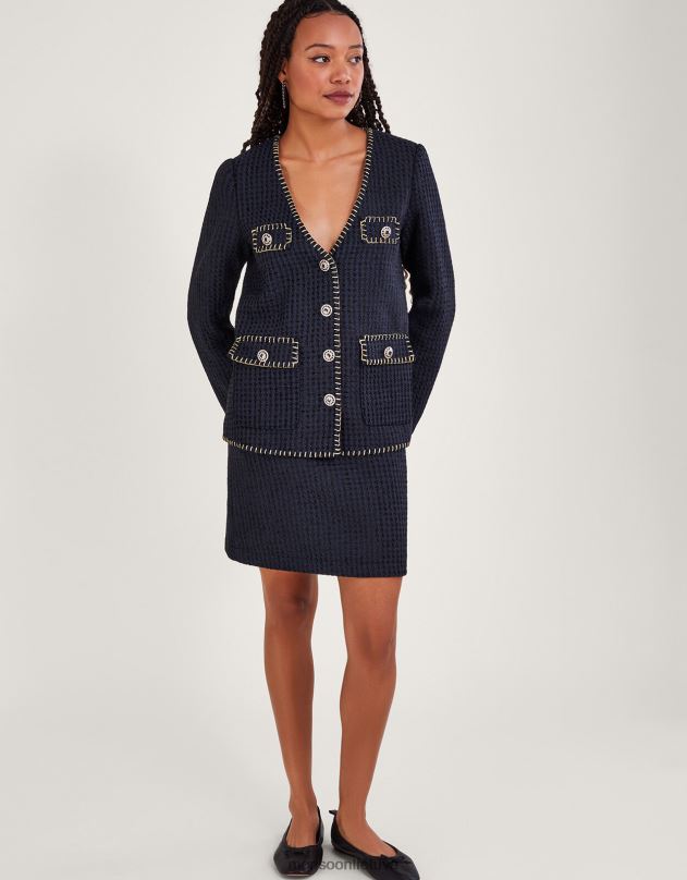 Monsoon trumpas tweed sijonas moterys juodas apranga DPXBJ81