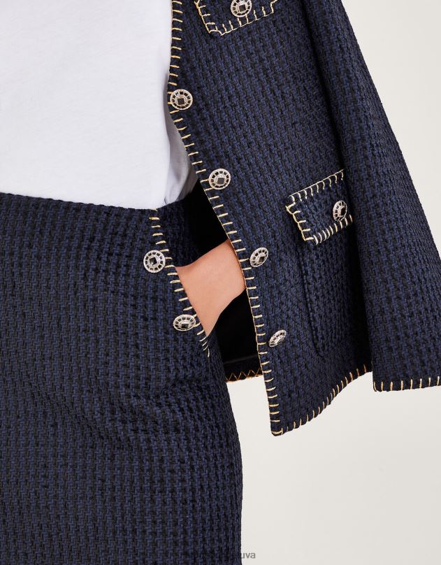 Monsoon trumpas tweed sijonas moterys juodas apranga DPXBJ81