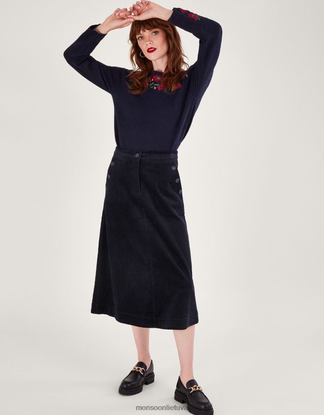 Monsoon virvelinis midi sijonas moterys mėlyna (vidurnaktis) apranga DPXBJ28