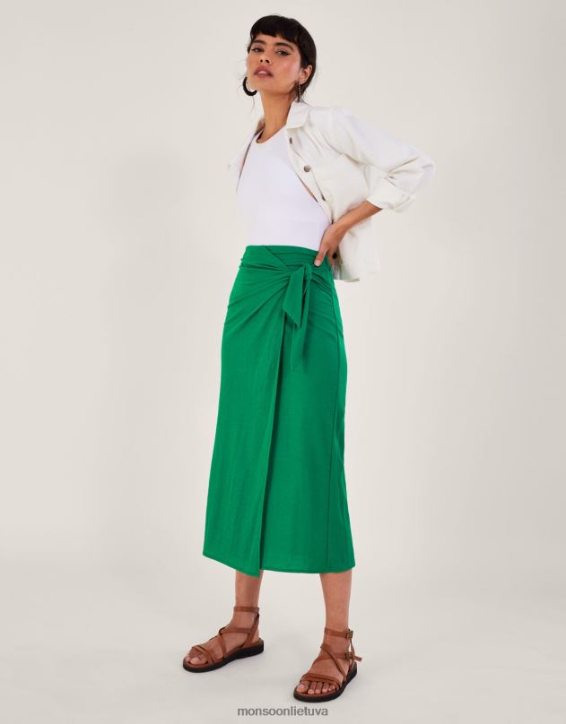 Monsoon winnie wrap midi sijonas moterys žalias apranga DPXBJ213