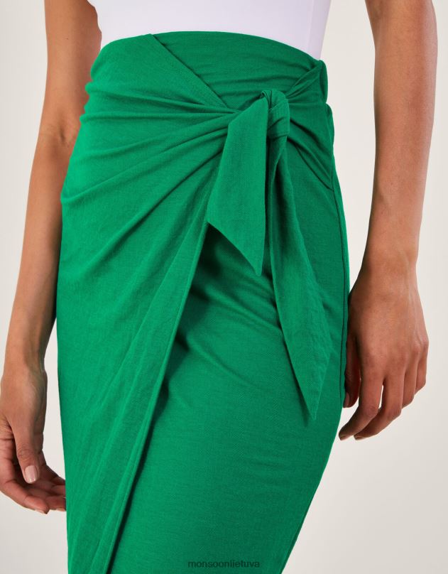 Monsoon winnie wrap midi sijonas moterys žalias apranga DPXBJ213