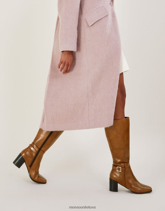 Monsoon 70-ųjų odiniai batai su kulnais moterys įdegis avalynė DPXBJ1504