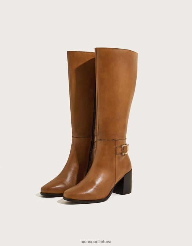 Monsoon 70-ųjų odiniai batai su kulnais moterys įdegis avalynė DPXBJ1504