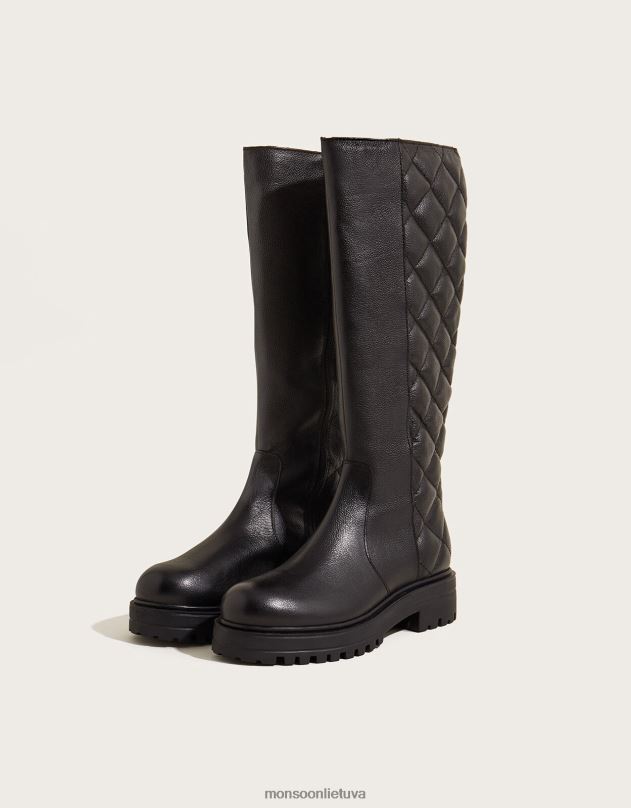 Monsoon dygsniuotos odos batai moterys juodas avalynė DPXBJ1528