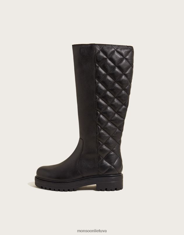 Monsoon dygsniuotos odos batai moterys juodas avalynė DPXBJ1528