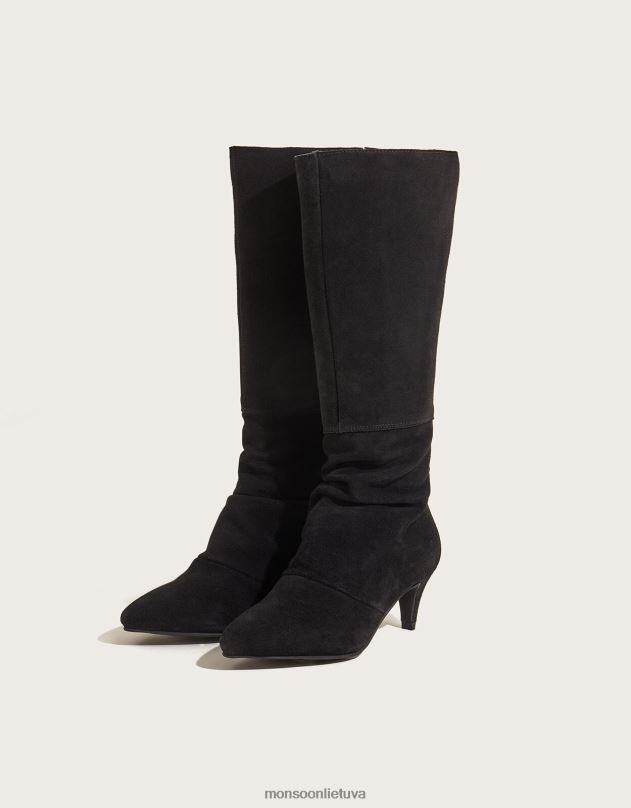 Monsoon ilgi slepti zomšiniai batai moterys juodas avalynė DPXBJ1531