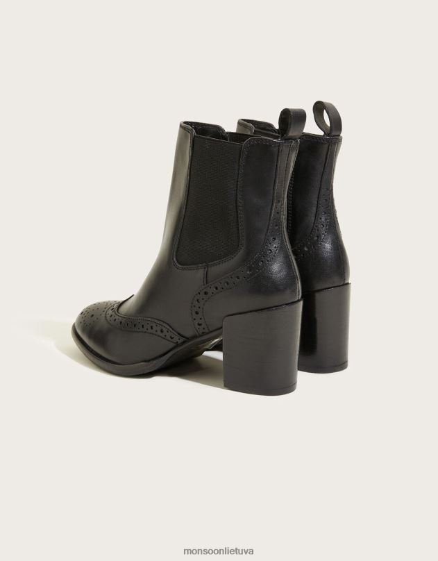 Monsoon klasikiniai odiniai brogue aukštakulniai batai moterys juodas avalynė DPXBJ1507