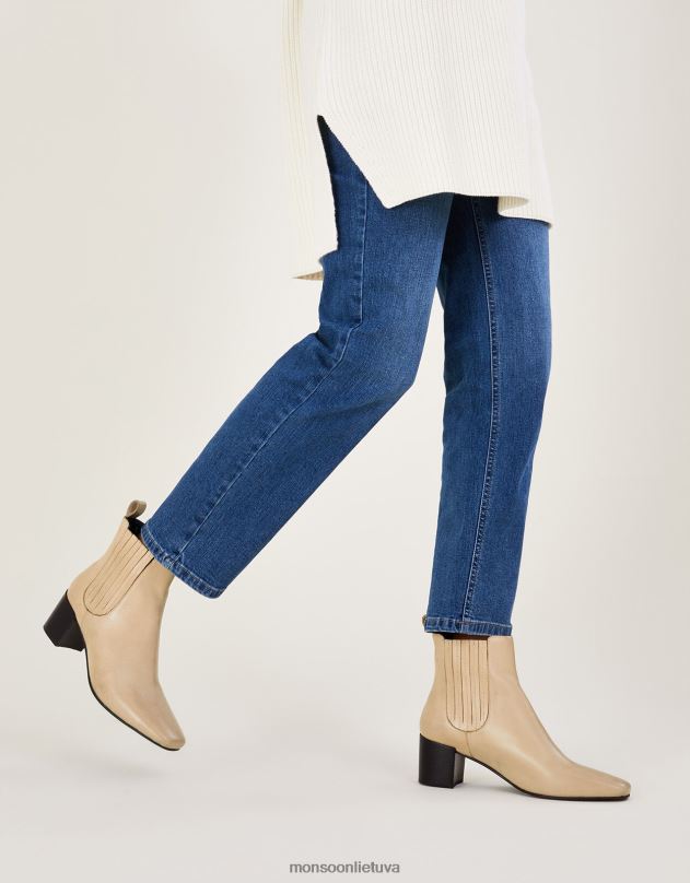 Monsoon kvadratiniai odiniai chelsea batai moterys baltas avalynė DPXBJ434