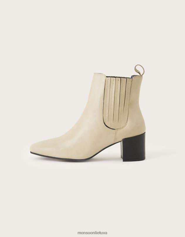 Monsoon kvadratiniai odiniai chelsea batai moterys baltas avalynė DPXBJ434
