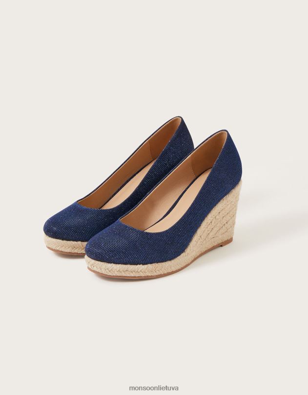 Monsoon drobė espadrilės pleištai mėlyni moterys mėlyna (navy) avalynė DPXBJ1499