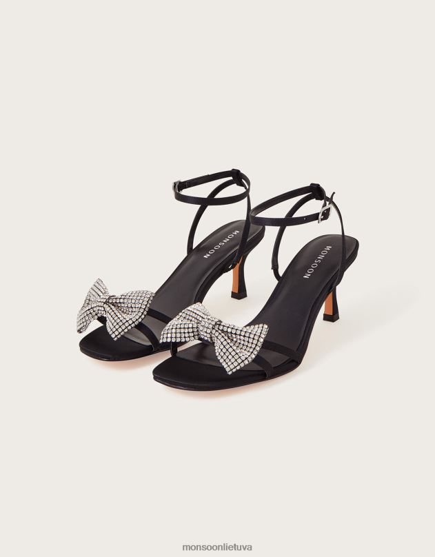 Monsoon Diamante bow kitten kulniukai moterys juodas avalynė DPXBJ1460