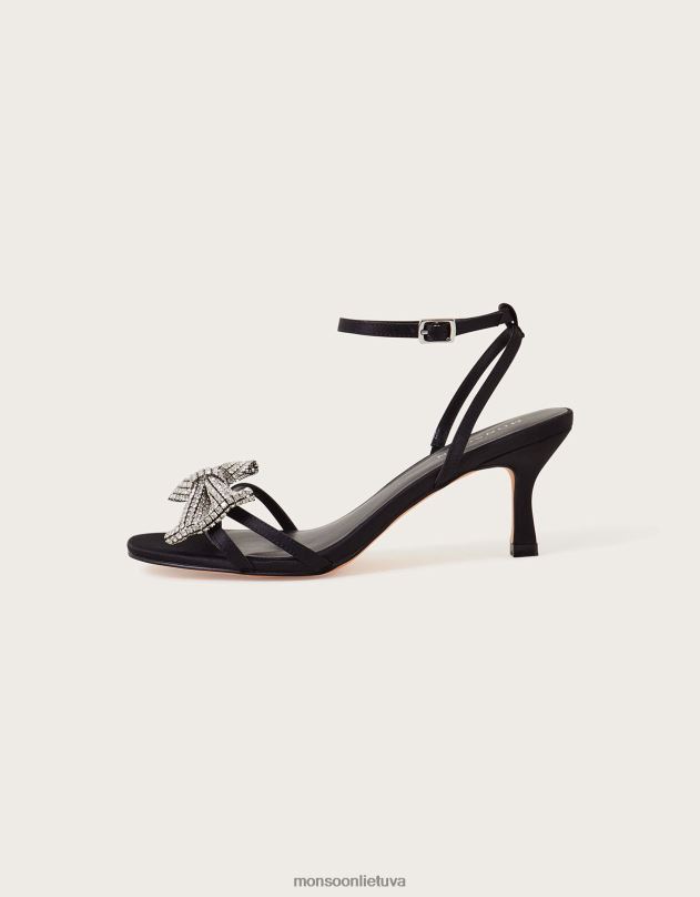 Monsoon Diamante bow kitten kulniukai moterys juodas avalynė DPXBJ1460