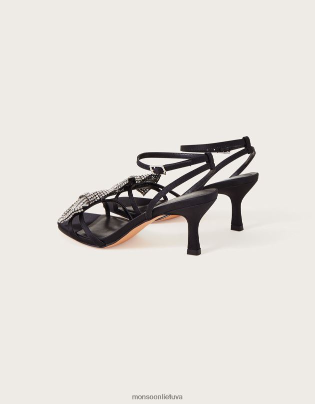 Monsoon Diamante bow kitten kulniukai moterys juodas avalynė DPXBJ1460