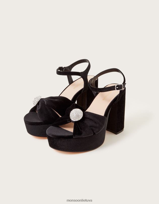Monsoon aksominiai ir deimantiniai platforminiai kulniukai moterys juodas avalynė DPXBJ1468