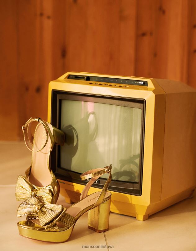 Monsoon metaliniai lanko platforminiai kulniukai moterys auksas avalynė DPXBJ1461