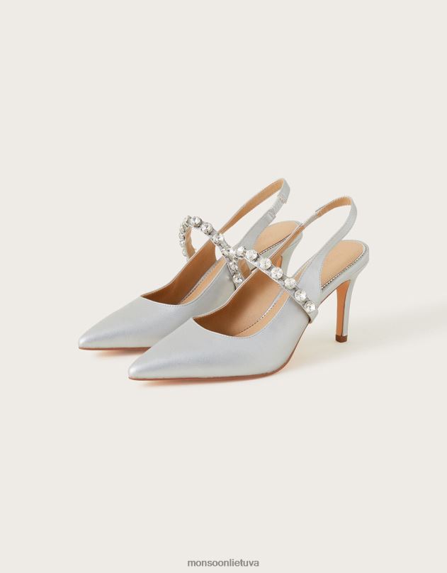 Monsoon metaliniai smaili deimantiniai aukštakulniai moterys sidabras avalynė DPXBJ1555