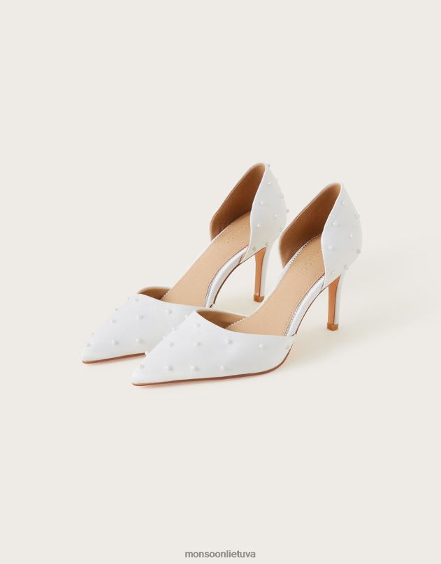 Monsoon perliniai dviejų dalių kulniukai moterys dramblio kaulo avalynė DPXBJ1525