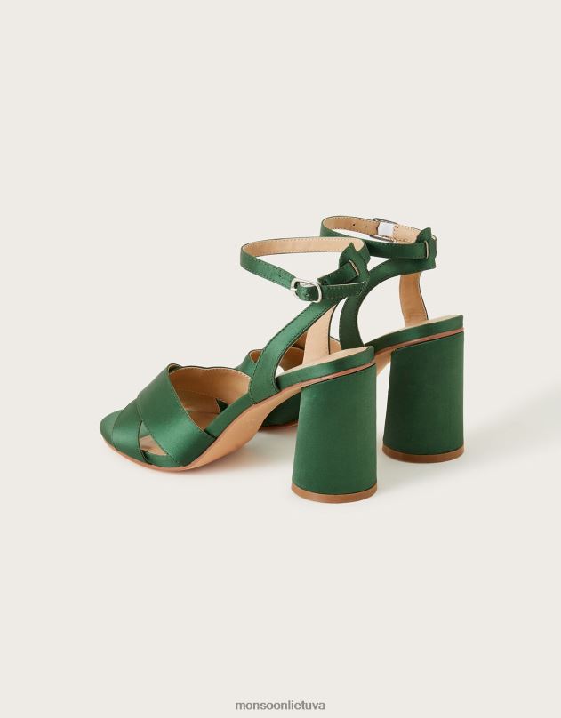 Monsoon satininiai blokiniai aukštakulniai moterys žalias avalynė DPXBJ1557