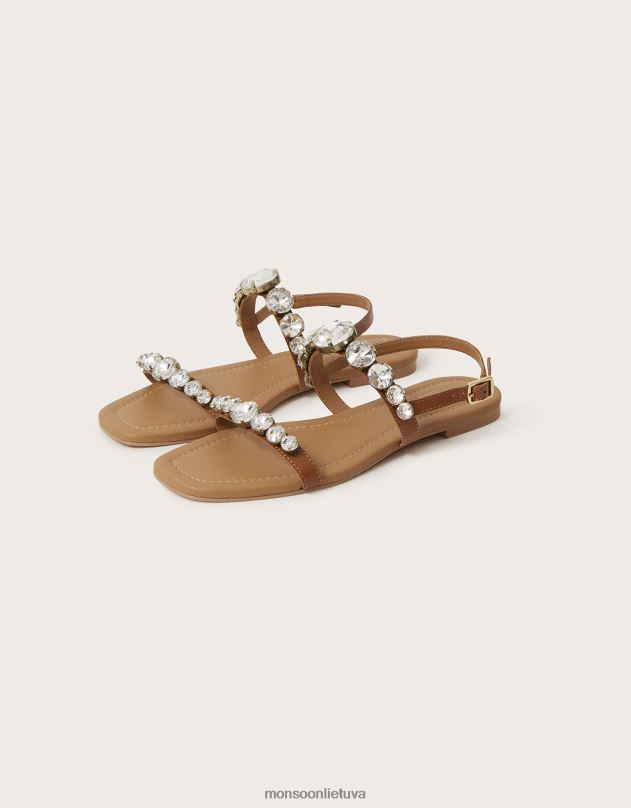 Monsoon Diamante plokščios basutės moterys įdegis avalynė DPXBJ1497