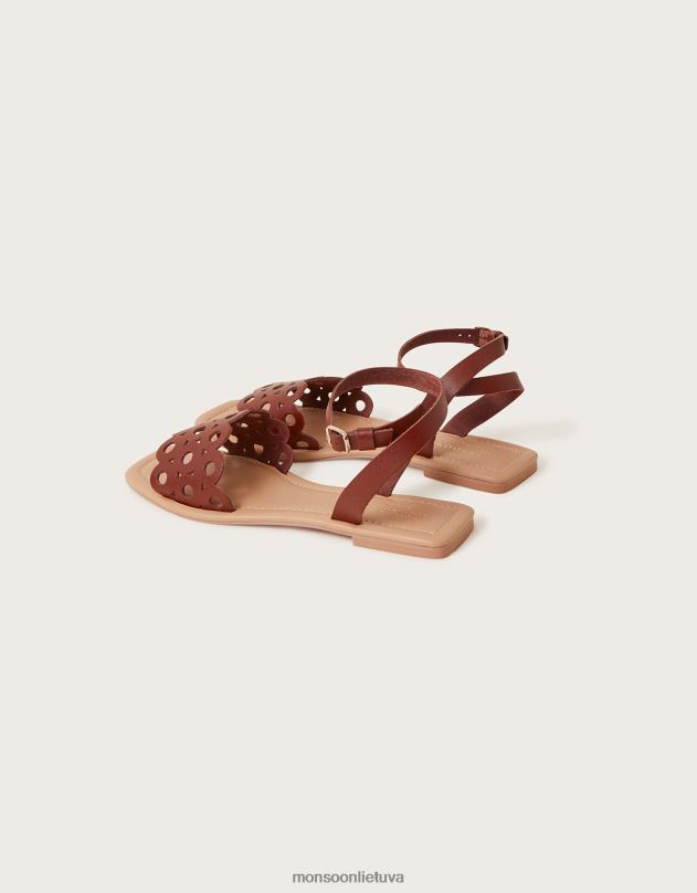 Monsoon kirpti odiniai sandalai moterys įdegis avalynė DPXBJ1498