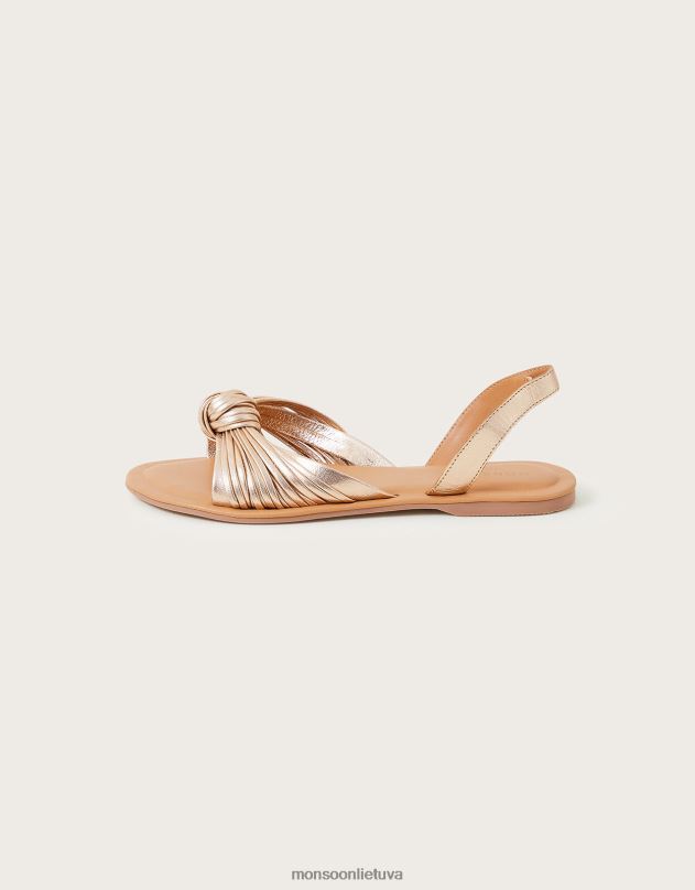 Monsoon mazginiai priekiniai odiniai sandalai moterys auksas avalynė DPXBJ1516
