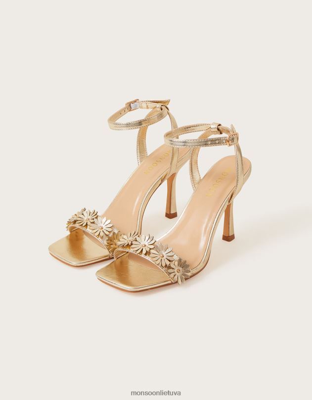 Monsoon metaliniai gėlių sandalai moterys auksas avalynė DPXBJ1532