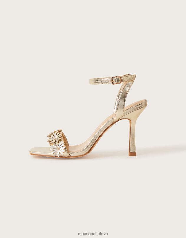 Monsoon metaliniai gėlių sandalai moterys auksas avalynė DPXBJ1532