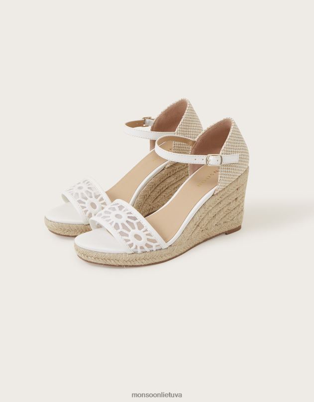 Monsoon pjaustyti pleištiniai sandalai moterys baltas avalynė DPXBJ1545