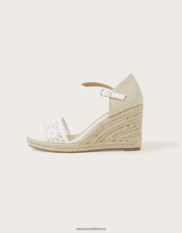 Monsoon pjaustyti pleištiniai sandalai moterys baltas avalynė DPXBJ1545