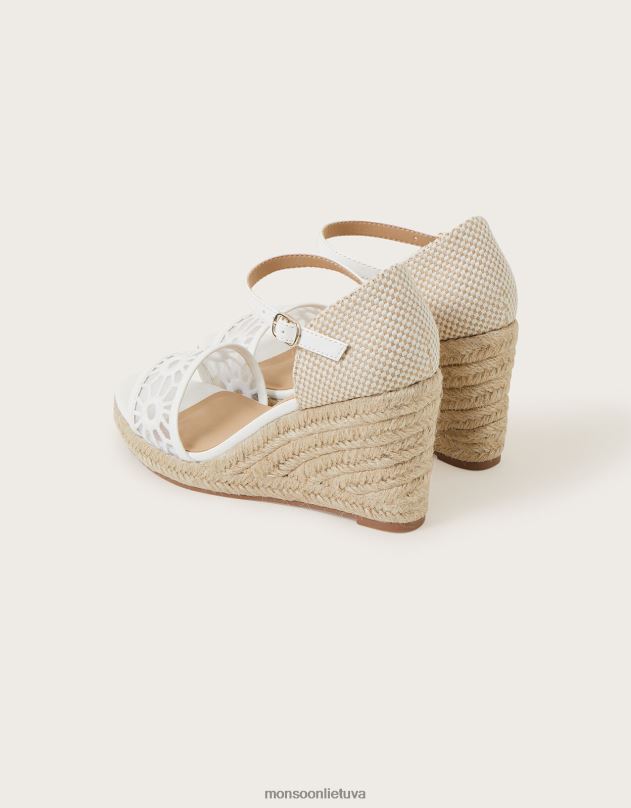 Monsoon pjaustyti pleištiniai sandalai moterys baltas avalynė DPXBJ1545