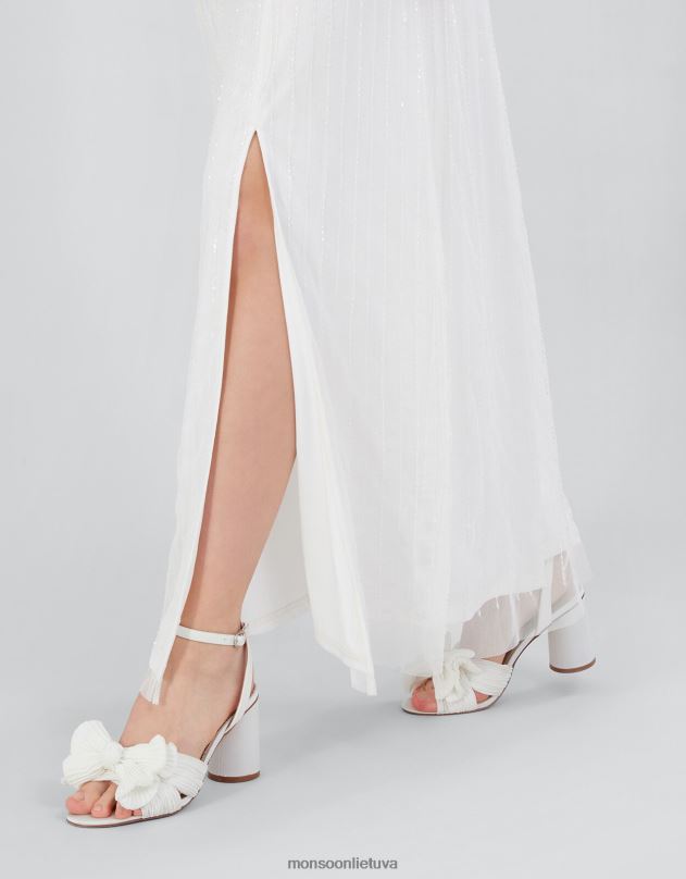 Monsoon sandalai su blokiniu kulnu lanku su kulnais moterys dramblio kaulo avalynė DPXBJ1526