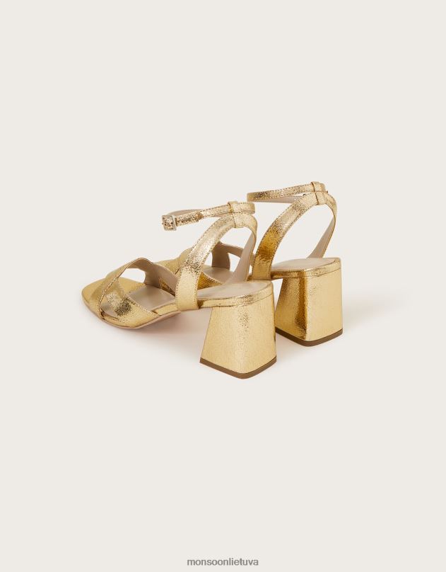 Monsoon sandalai su metaliniais blokeliais moterys auksas avalynė DPXBJ1549