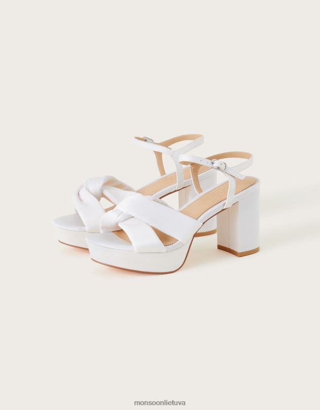 Monsoon satino mazgo platformos sandalai su kulnais moterys dramblio kaulo avalynė DPXBJ1513