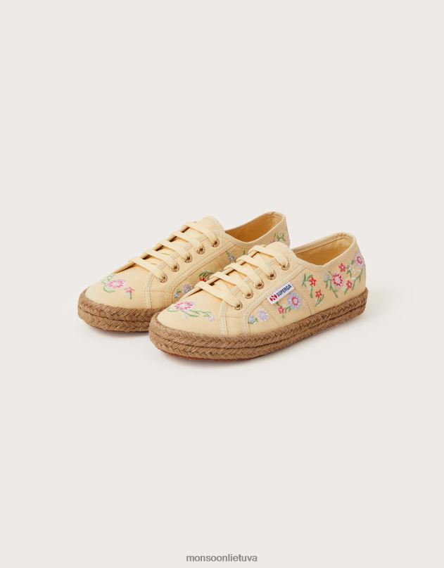 Monsoon superga siuvinėti espadrilės treniruokliai moterys geltona avalynė DPXBJ1474