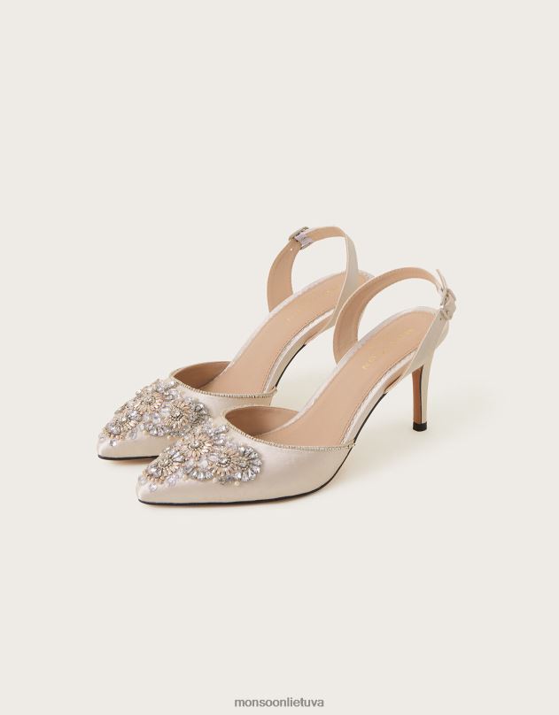 Monsoon puošti vestuviniai batai natūralūs moterys natūralus (šampanas) avalynė DPXBJ1491