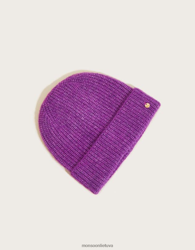 Monsoon Itin minkšta megzta kepurė su perdirbtu poliesteriu moterys violetinė priedas DPXBJ1414