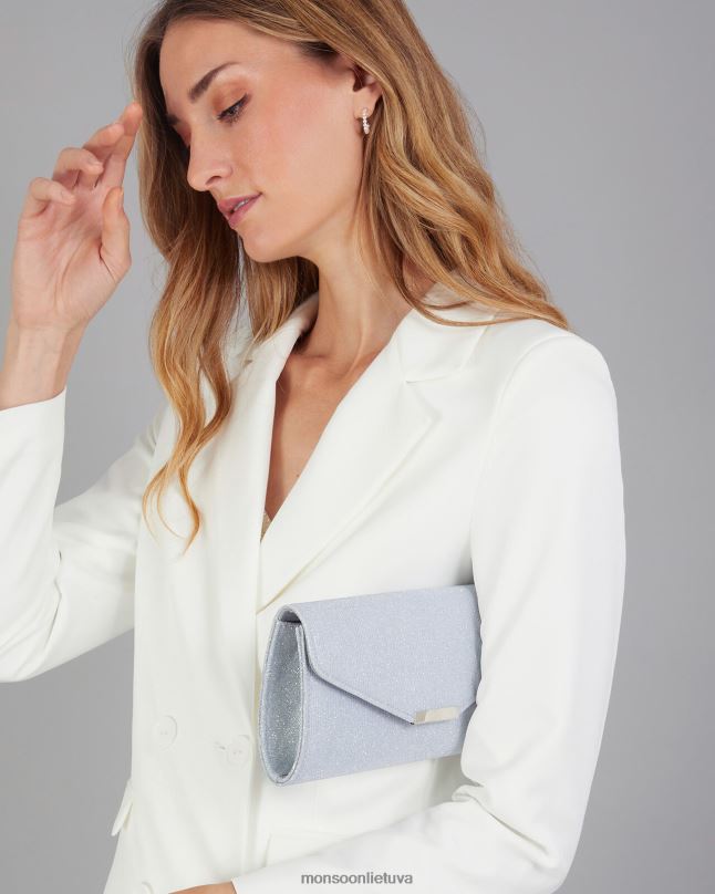 Monsoon blizgantis progai skirtas sankabos krepšys moterys sidabras priedas DPXBJ1306