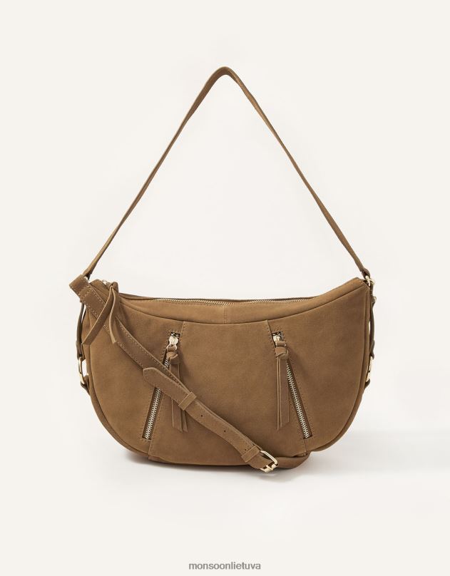 Monsoon dana zomšinis pečių krepšys su užtrauktuku moterys grakštus priedas DPXBJ1447