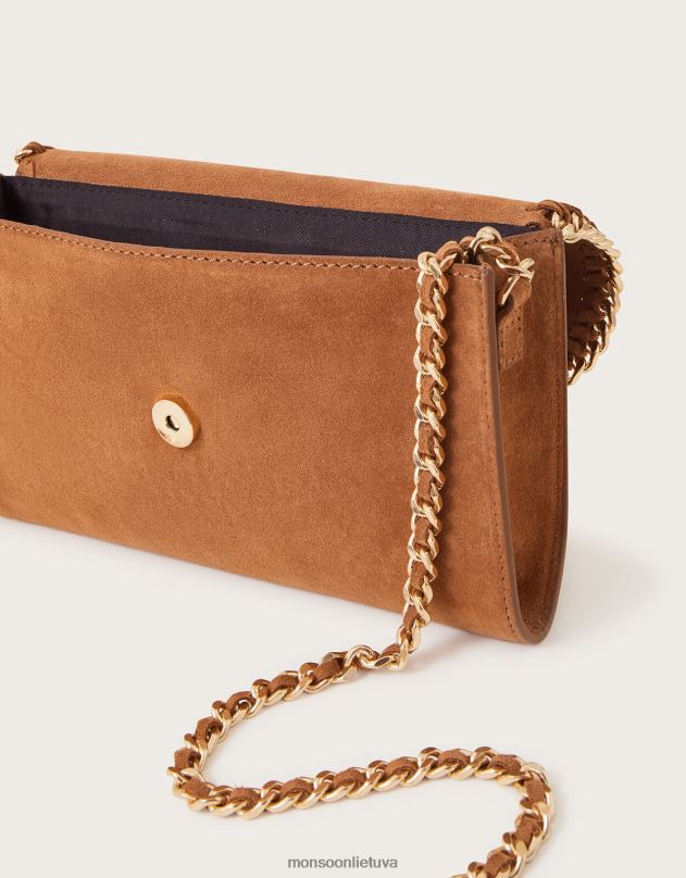 Monsoon zomšinės grandinėlės skersinis krepšys moterys įdegis priedas DPXBJ1209