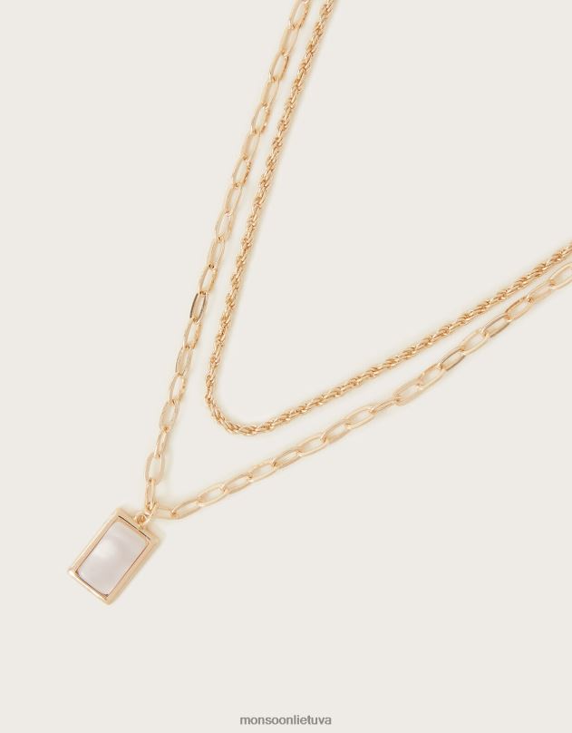 Monsoon Mėnulio akmens žavesio sluoksniuotas karoliai moterys mada priedas DPXBJ1384