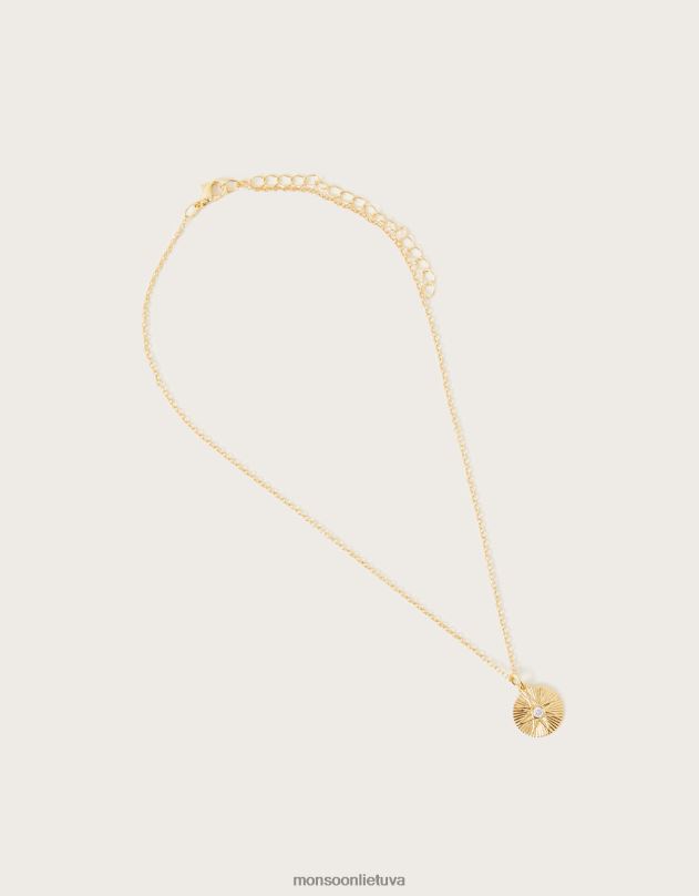 Monsoon diskinis pakabukas karoliai moterys auksas priedas DPXBJ1340