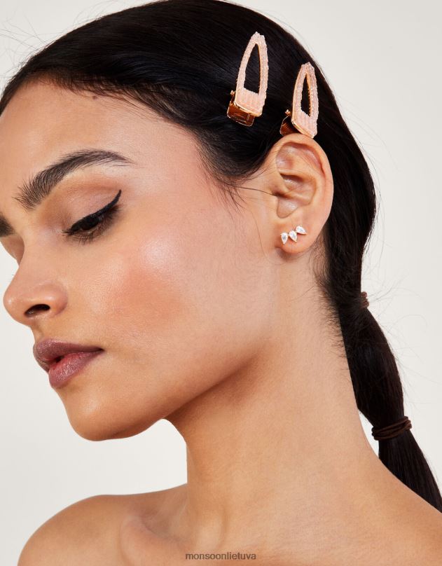 Monsoon dviejų brangakmenių segtukų rinkinys moterys rožinis priedas DPXBJ1277