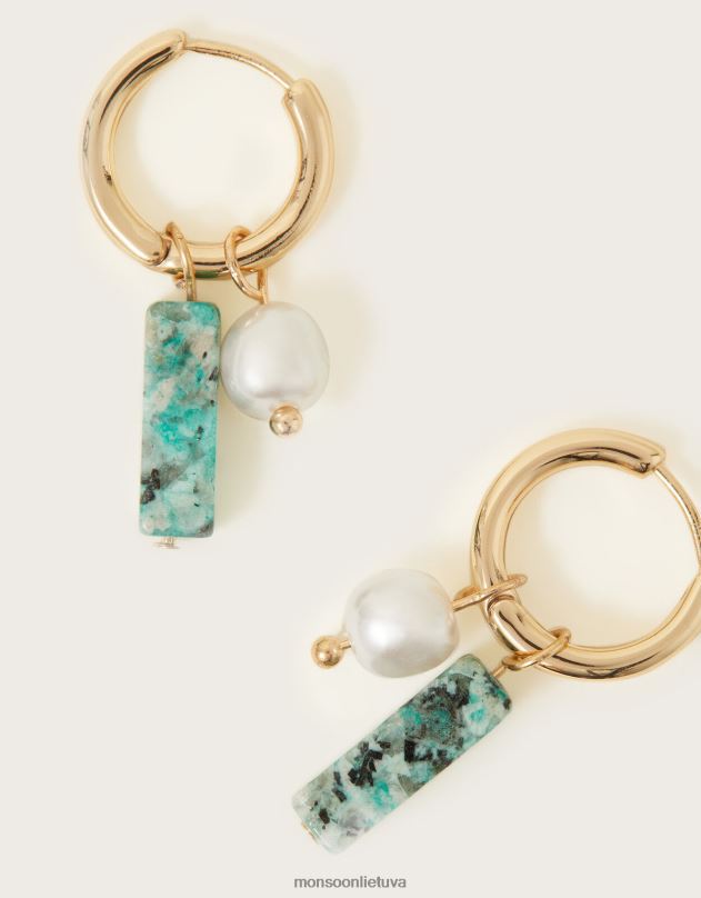 Monsoon perlų ir akmens žavesio Huggie lankeliai moterys stilingas priedas DPXBJ1388