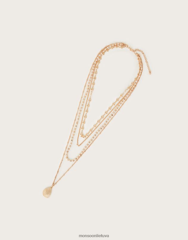 Monsoon perlų ir pakabukų sluoksniuotas karoliai moterys stilingas priedas DPXBJ1349