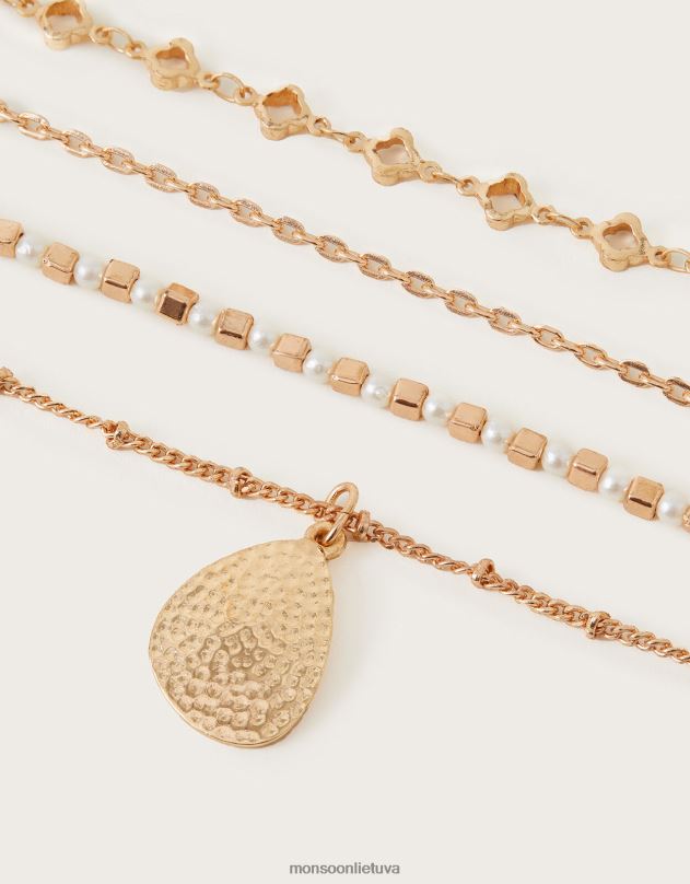 Monsoon perlų ir pakabukų sluoksniuotas karoliai moterys stilingas priedas DPXBJ1349