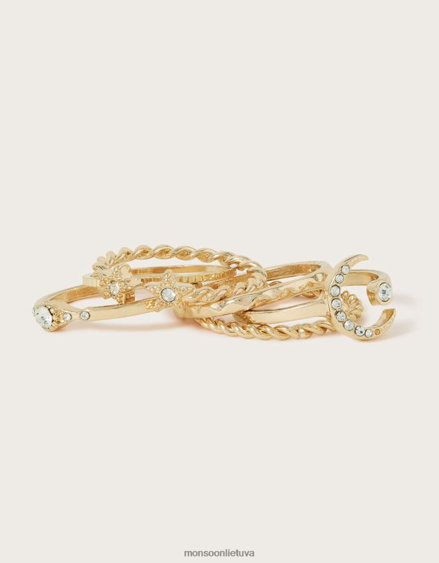 Monsoon sparkle moon stacking žiedai 6 pak moterys auksas priedas DPXBJ1308